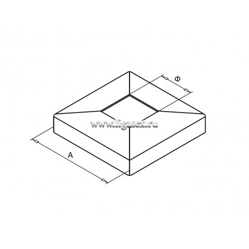Крышка квадратная "пирамида" шлифованная, для стойки 40 х 40 мм